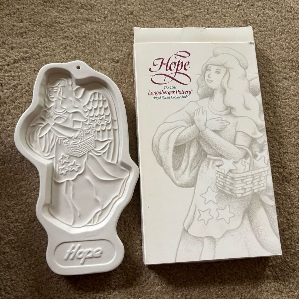 Longaberger Pottery 1994 Angel Series Cookie Mold Hope *New*